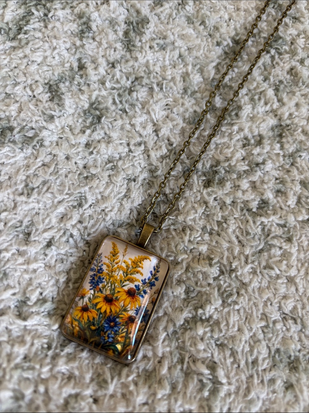 Western Stylized Black Eyed Susan Floral Necklace NWT HC 20-22”
